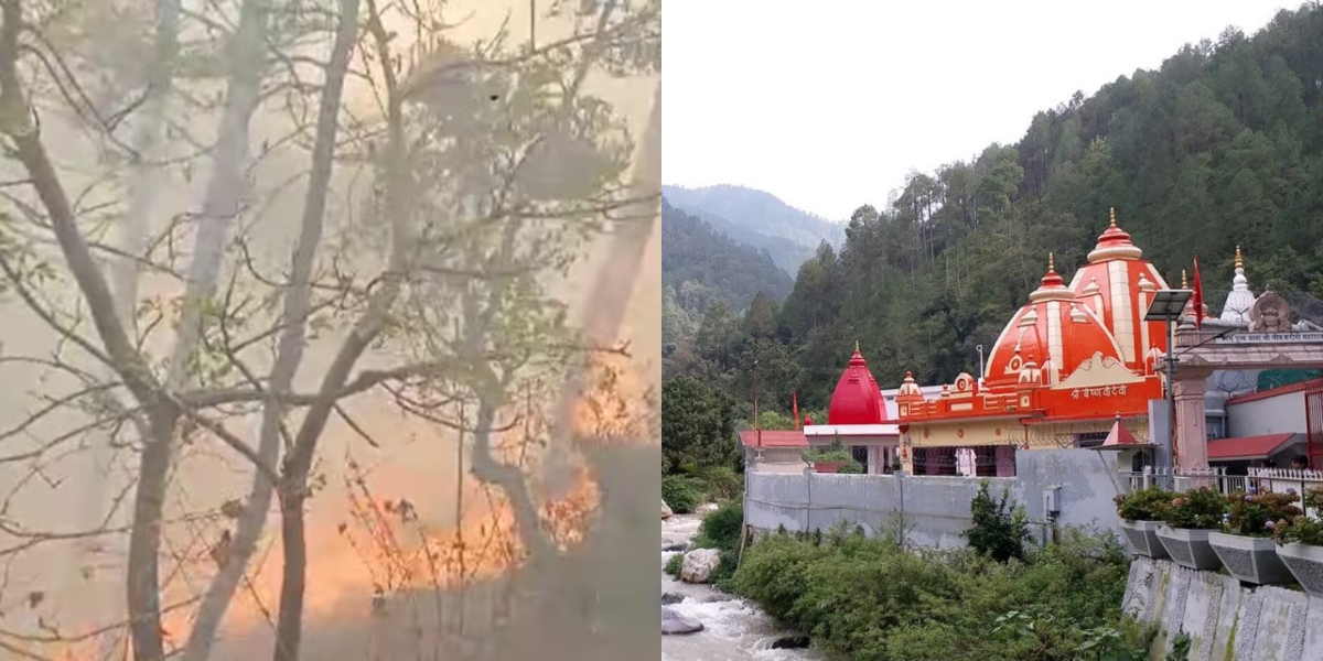 Fire broke out in the forest near Kainchi Dham temple