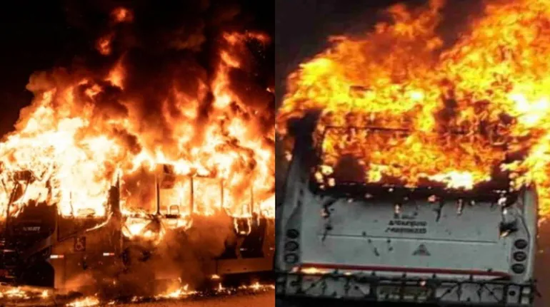 Massive fire broke out in Bus