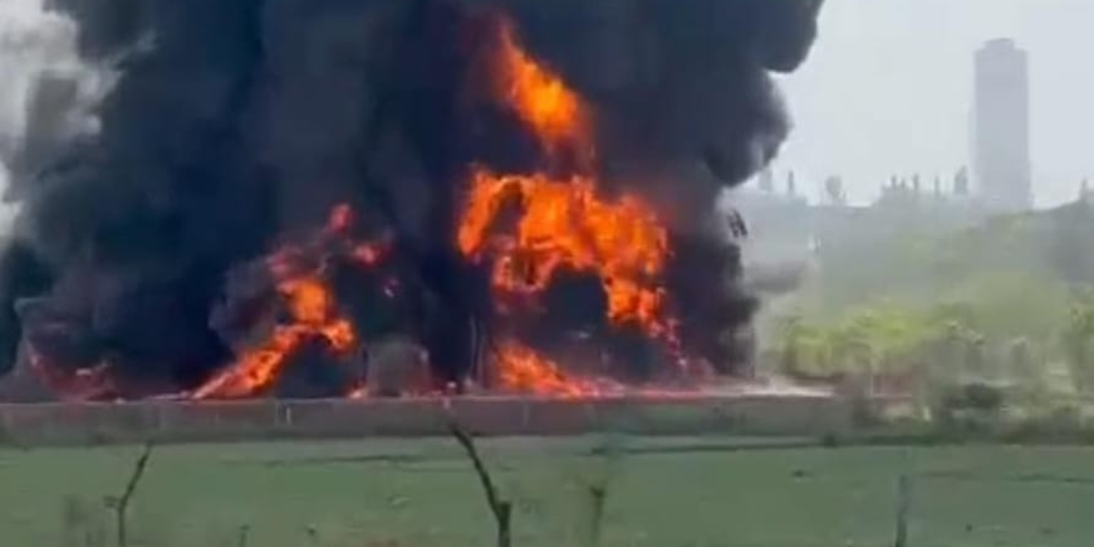 A massive fire broke out in a cardboard warehouse in Greater Noida