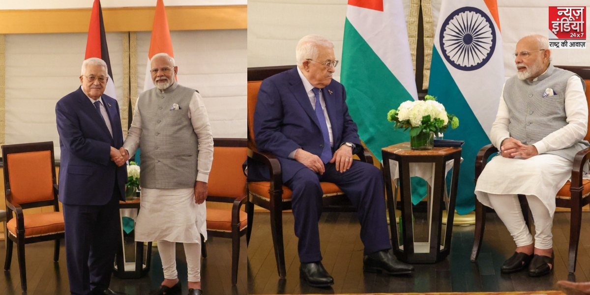 Prime Minister Narendra Modi meets Palestinian President H.E. Mahmoud Abbas